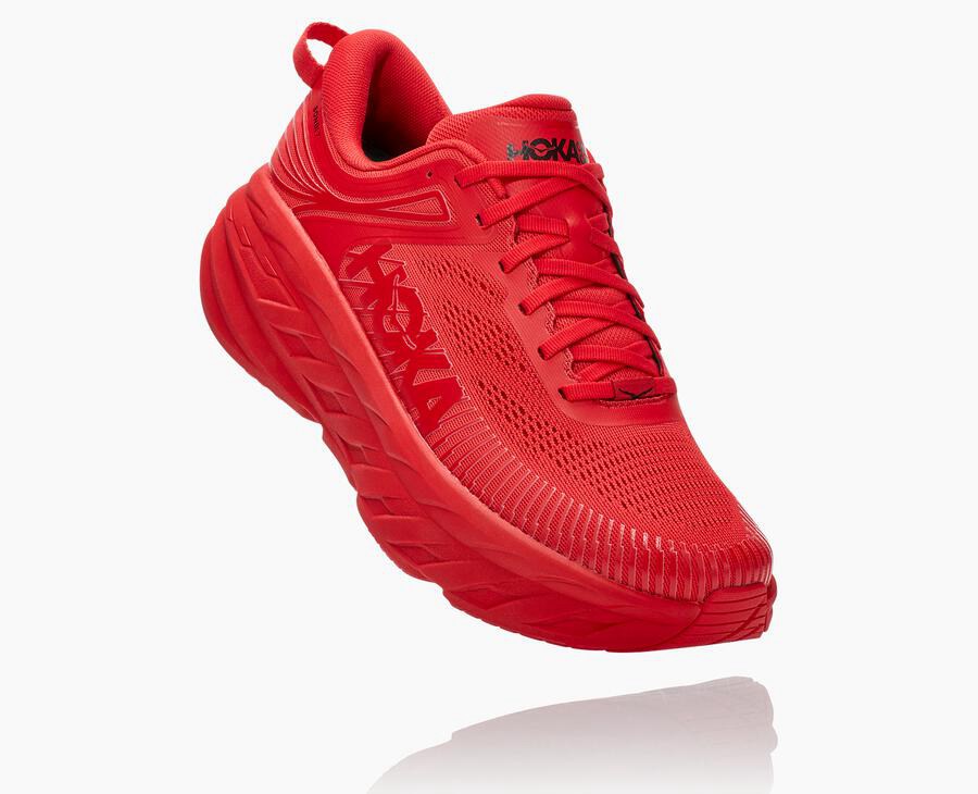 Running Shoes Mens - Hoka One One Bondi 7 - Red - UTVNZEY-62